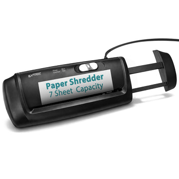 EXTRIC Paper Shredder for Home 7 Sheet Strip-Cut Mini Document Shredder | Heavy Duty Portable Paper Shredder Without Basket, Extendable Arm & Credit Card Slot, Features Overheat and Jam Protection