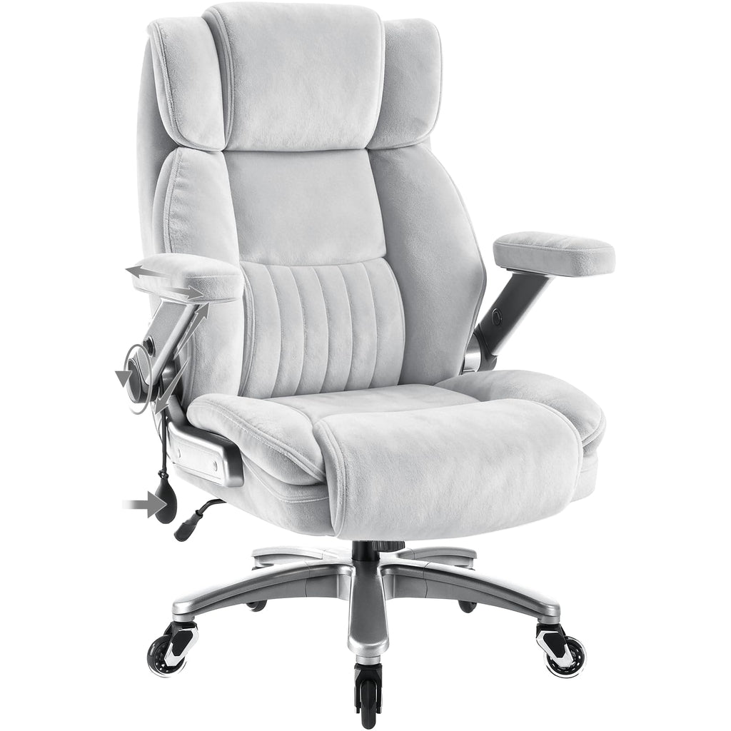 Famsway Fabric 600lbs Heavy Duty Office Chair with 5d Flip Arms for Heavy People,comfy Cloth Big and Tall Desk Chair with Pocket Spring