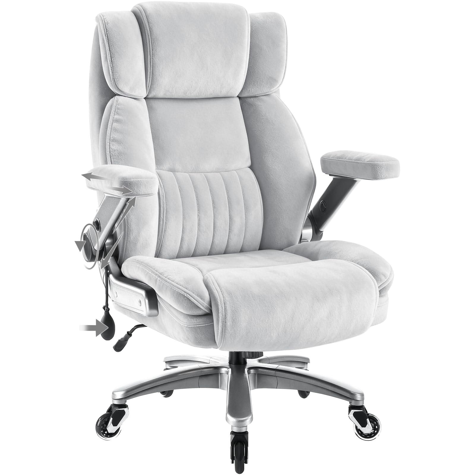 Famsway Fabric 600lbs Heavy Duty Office Chair with 5d Flip Arms for Heavy People,comfy Cloth Big and Tall Desk Chair with Pocket Spring