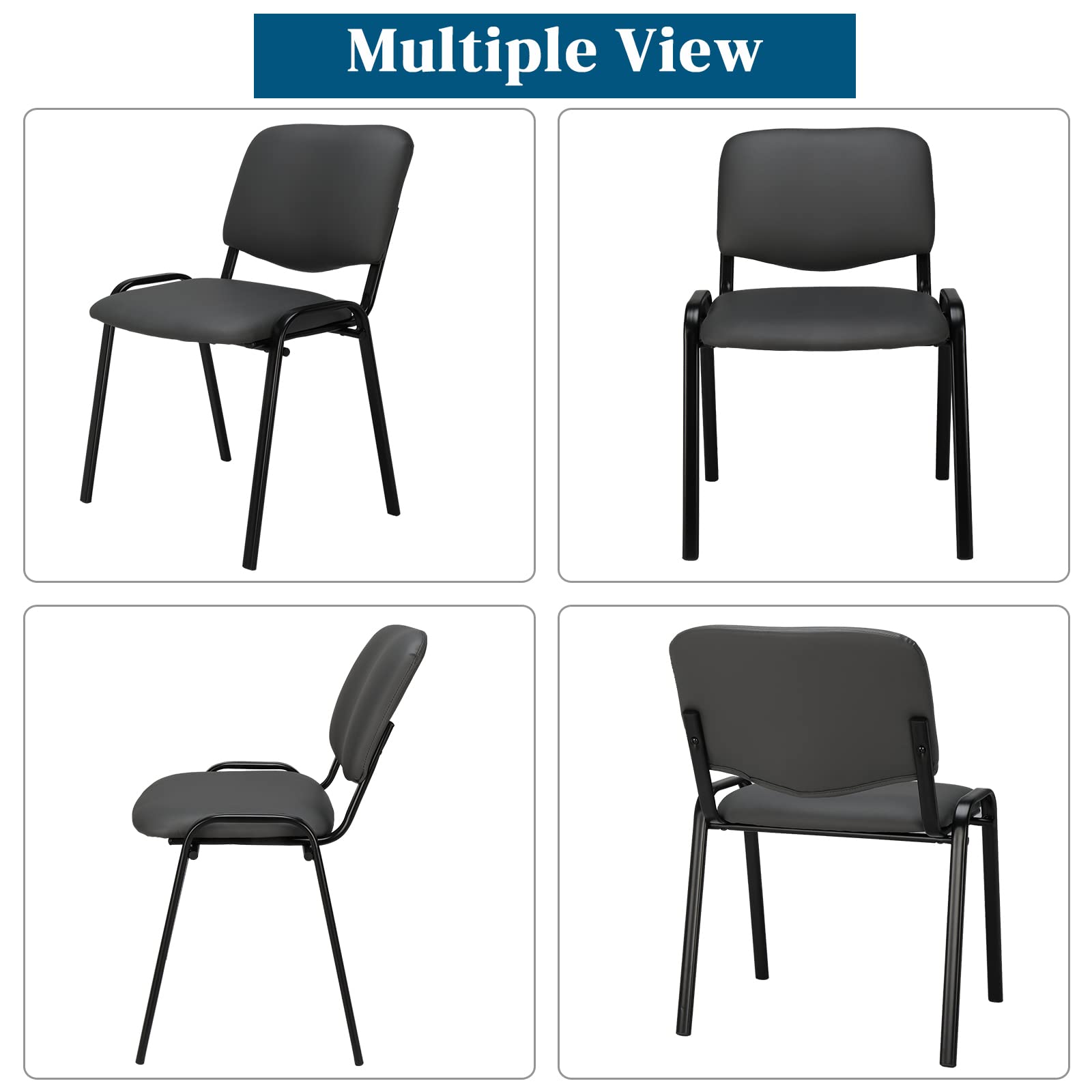 Vingli 5-pack Waiting Room Chairs, Stackable Chair for Office, Pu-grey