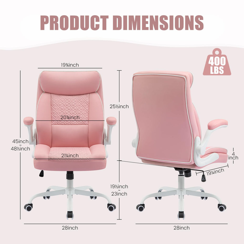 Furnistyle Leather Office Chair, Computer Desk Chair with Lumbar Support,height Adjustment, Comfortable Excutive Task Chairs 400lbs with Padded
