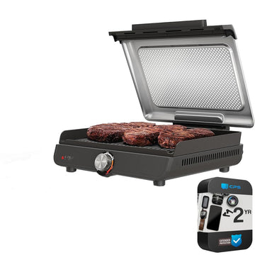 Ninja GR100 Sizzle Smokeless Indoor Grill (Renewed) Bundle with 2 Year Enhanced Protection Pack