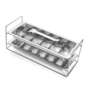 lycss Double-layer Stainless Steel Ice Cube Tray, 36 Large Cube Slots