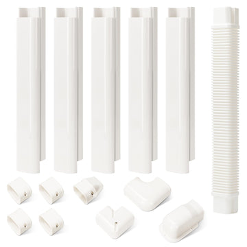HOXHA 3" W 10Ft L Mini Split Line Set Cover Kit Air Conditioners Decorative PVC Slim Line Cover for Central AC & Heat Pumps Systems Tubing Cover