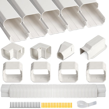 3" 10Ft Mini Split Line Set Cover, Plastic Line Kit for Outside Units, Mini Split Air Conditioner, Central AC and Heat Pump