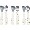 WeeSprout Toddler Utensils, 3 Forks & 3 Spoons, 18/8 Stainless Steel & Food Grade Silicone, Thick Easy-Grip Handles, Perfect Length For New Self Feeders, Gentle On Gums & Teeth, Dishwasher Safe