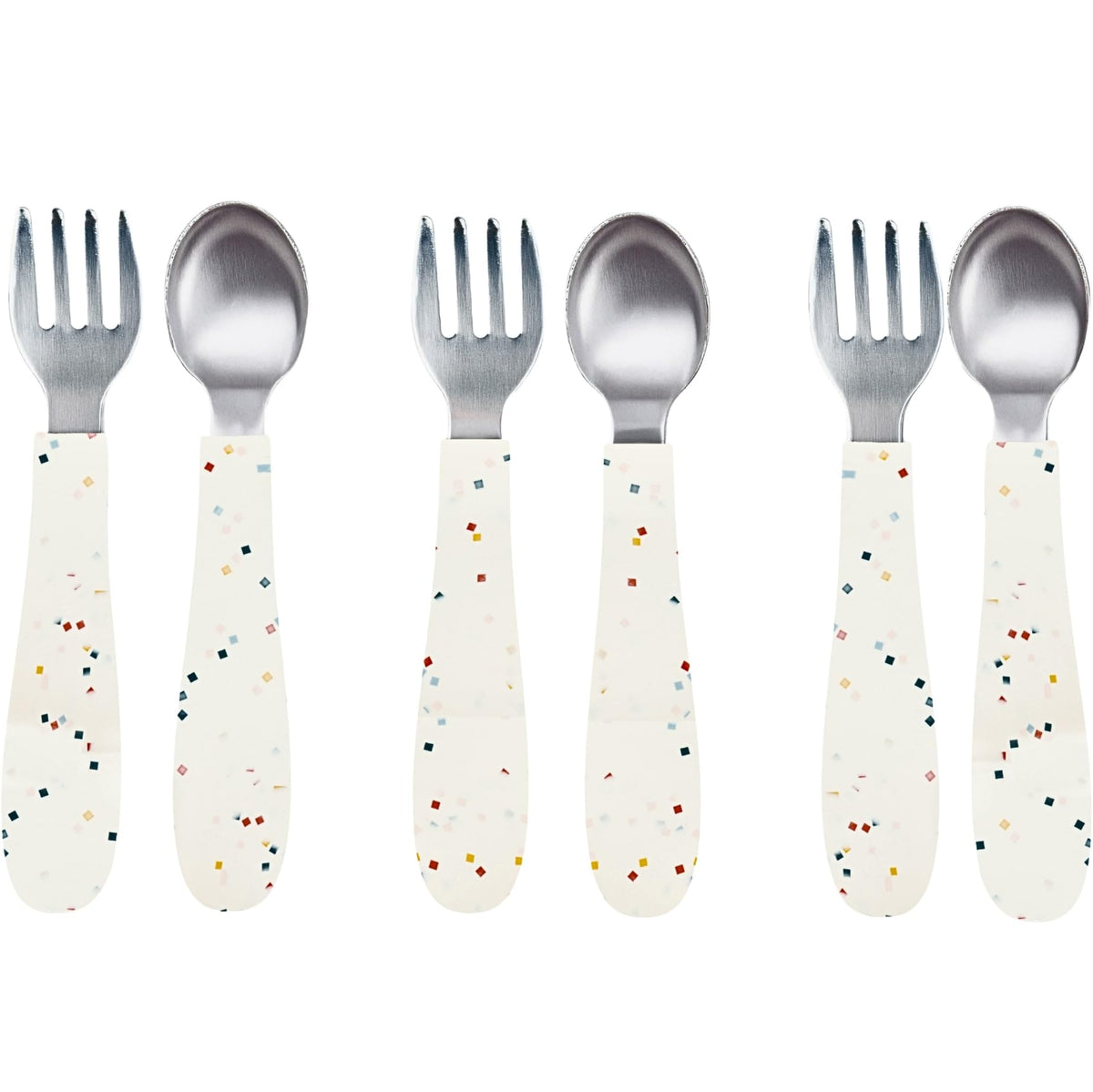 WeeSprout Toddler Utensils, 3 Forks & 3 Spoons, 18/8 Stainless Steel & Food Grade Silicone, Thick Easy-Grip Handles, Perfect Length For New Self Feeders, Gentle On Gums & Teeth, Dishwasher Safe