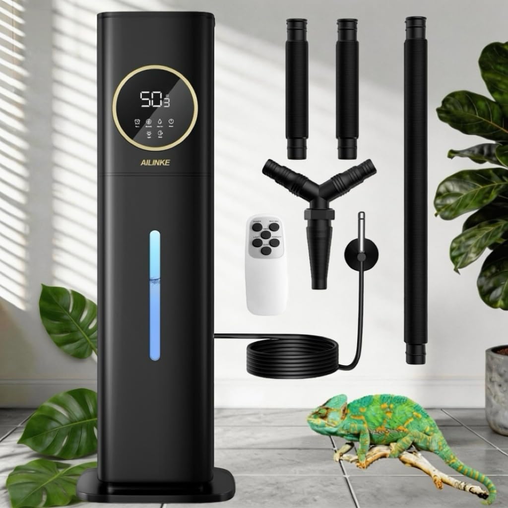 Humidifier for Plants Indoor, Reptile Fogger with Humidity Control - 2.1Gal/8L Cool Mist Humidifier with Humidity Probe/Expandable Hose, Terrarium, Greenhouse, Grow Tent, Houseplants, Reptiles