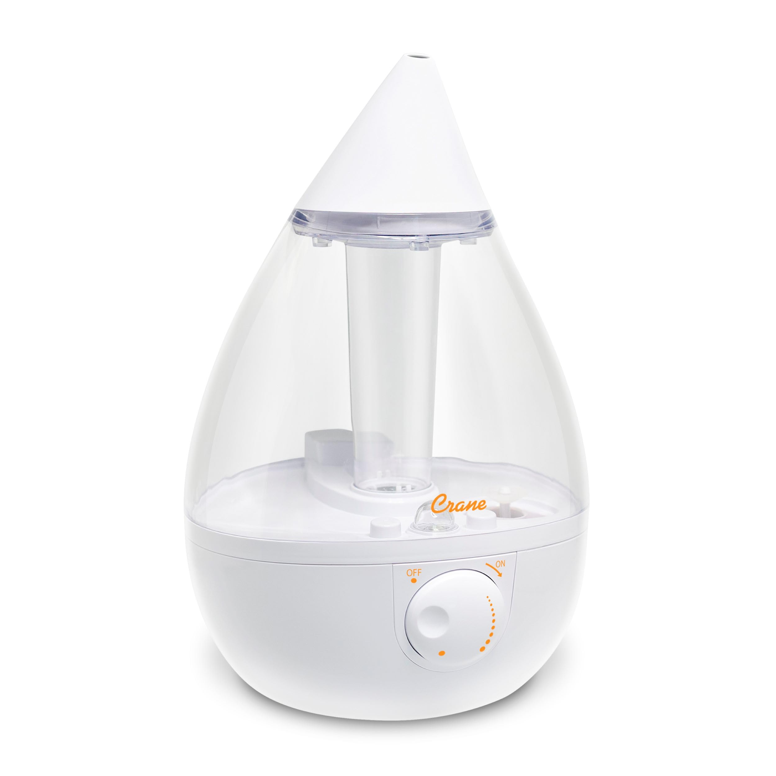 Crane Ultrasonic Cool Mist Humidifier for Bedroom, Baby Nursery, Kids Room, Plants, or Office, Large 1 Gallon Tank, Filter Optional, Clear and White