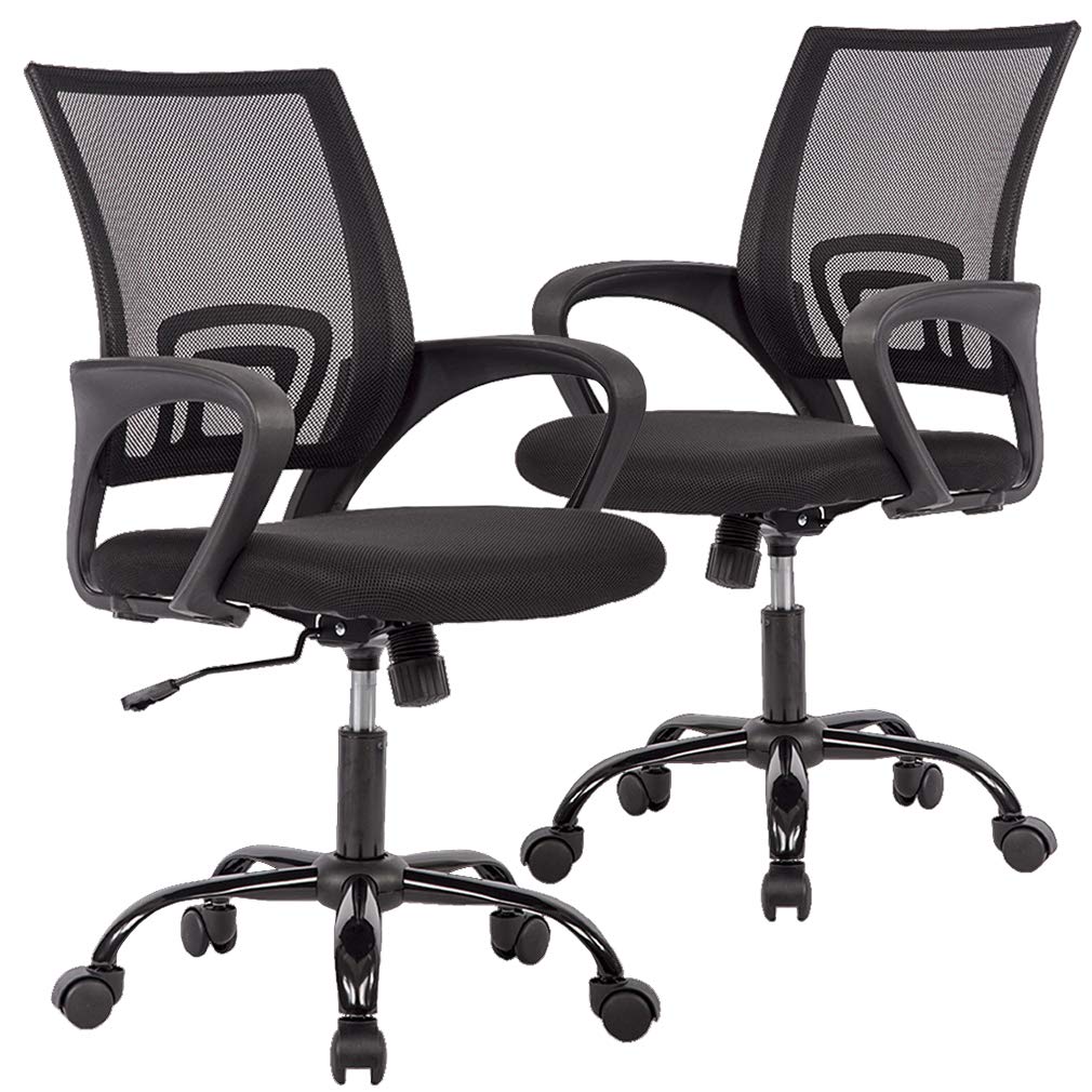 Bestoffice Mesh Computer Back Support Modern Executive Adjustable Task Rolling Swivel Chair for Women,men(2 Pack) (black)