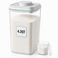 POP Airtight Flour-Rice Food-Storage Container - 4L/4.2Qt Jar with Lid and 3.3Oz Scoop | BPA-Free | Can Hold 5lb of Flour or 5lb of Rice | Stackable and Durable