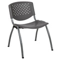 Emma + Oliver Home and Office Gray Plastic Stack Chair with Perforated Back, 20.75"W x 24.5"D x 28.5"H, Grey