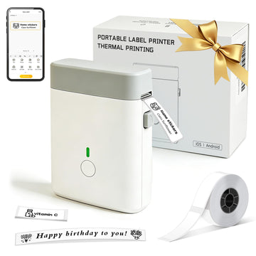 ORGBRO Label Maker Machine with Tape, Portable Bluetooth Label Printer for Home Office Organization, Support Pre-Cut & Continuous Labels, Inkless Thermal Small Labeler for School Kitchen, DX1-White