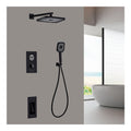 Rain Shower System, Black Bathroom Shower Faucet Set Digital Display Shower Fixtures 3 Functions Shower Kit with Valve and 3 Modes Handheld Shower Head, Swivel Faucet
