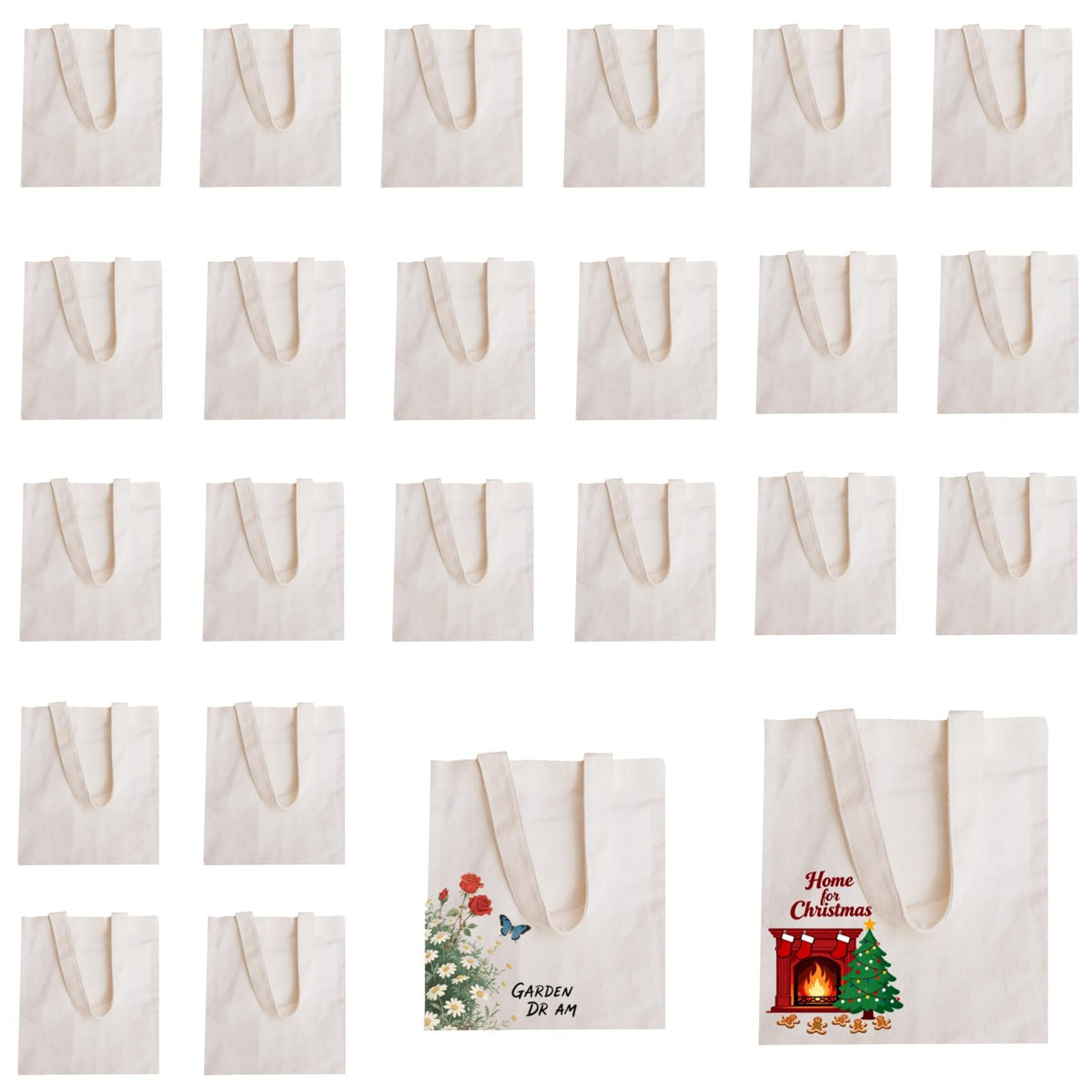 24 Pcs Small Kids Canvas Tote Bags - 8x8.7 Inch Mini Craft Bags, Bulk Sublimation Blanks for DIY Painting, Perfect for Children's Art Classes, Party Favors & Wedding Gifts