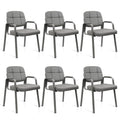 Clatina Leather Office Guest Waiting Room Chair Sets of 6, Reception Chair No Wheels with Armrests and Lumber Support, Stationary Desk Armchair