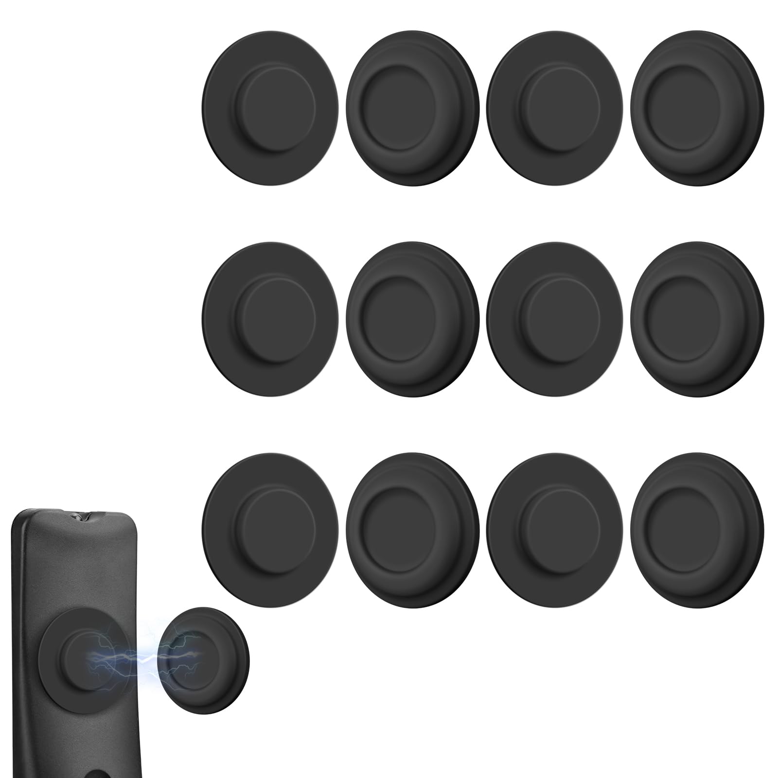 6 Pack Magnetic Remote Control Holder – Upgraded Silicone Magnetic Wall Mount for TV, Fan & Air Conditioner Remotes – Self-Adhesive, No-Drill Remote Control Holder Wall Mount (Circle Black)
