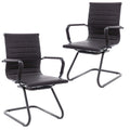 Dm Furniture Office Reception Chairs No Wheels Leather Conference Chairs Back Support Guest Chair, Set of 2 (vintage Charcoal)
