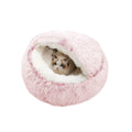 SUOXU Anti-Anxiety Cat Bed, Plush Hooded Cave, 20 in Diameter, Suitable for Small to Medium Pets, Pink