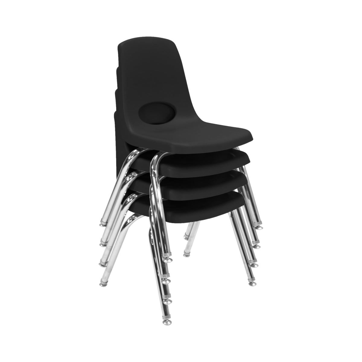 Fdp 14" School Stack Chair,stacking Student Seat with Chromed Steel Legs and Nylon Swivel Glides for In-home Learning or Classroom - Black