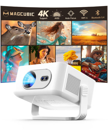 Magcubic Smart Projector 4K 8K Support, Mini Projector Android 14 HY300Max | Portable Projector with WiFi 6 and Bluetooth 5.4, Auto Focus & Vertical Keystone, 180°Rotatable Proyector for Outdoor Home