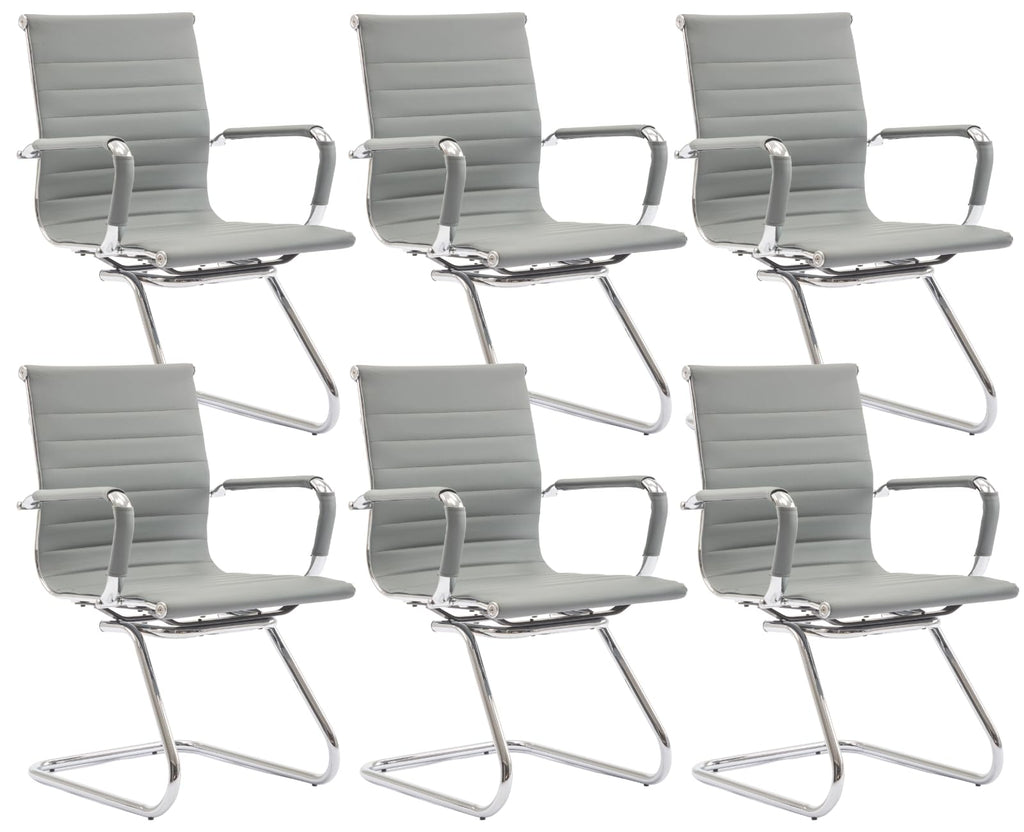 Cimota Waiting Room Chairs Set of 6 Leather Office Guest Chair Mid Back Reception Chairs with Sled Base for Meeting/patient/conference Room,
