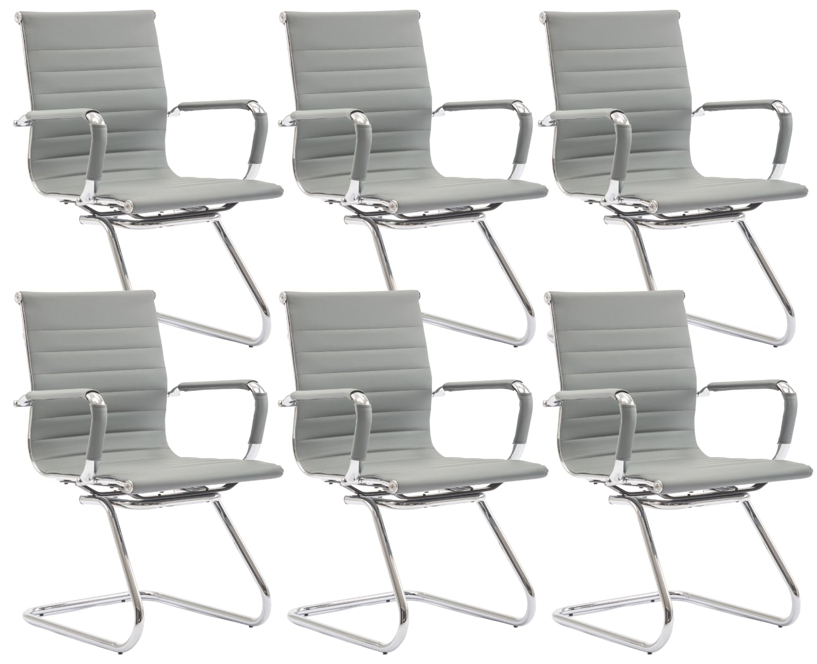 Cimota Waiting Room Chairs Set of 6 Leather Office Guest Chair Mid Back Reception Chairs with Sled Base for Meeting/patient/conference Room,