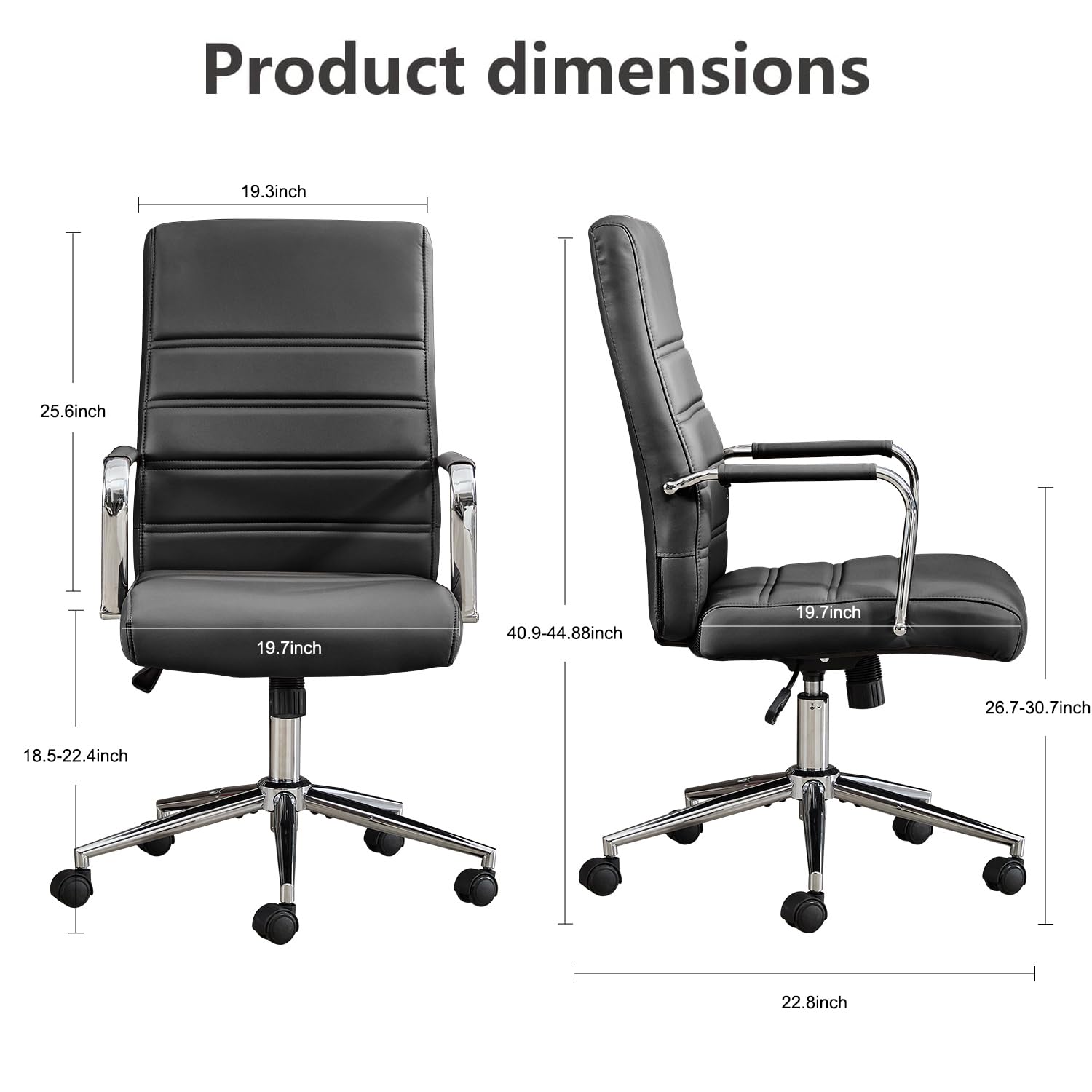 Office Desk Chair, Leather Conference Room Chairs with Wheels, Modern Executive Office Chairs Adjustable Height, Ergonomic Swivel Rolling