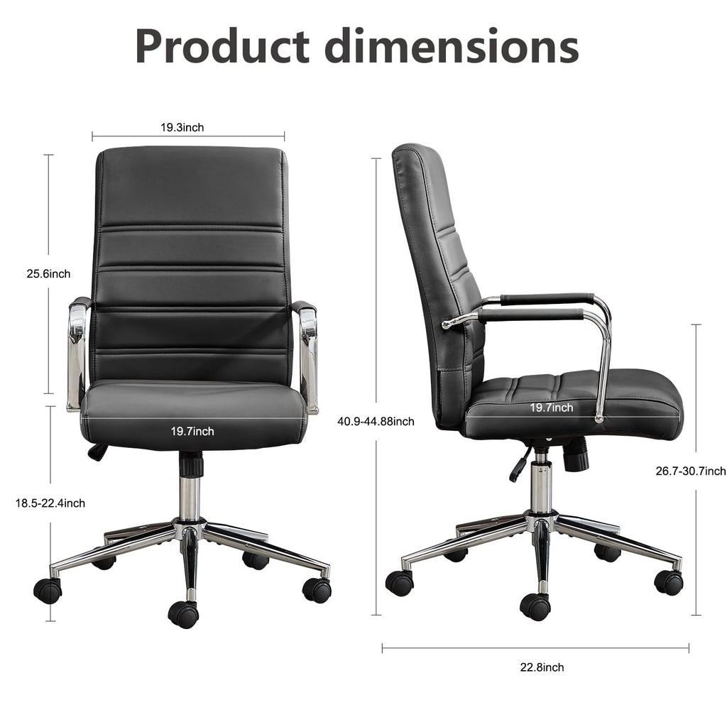 Office Desk Chair, Leather Conference Room Chairs with Wheels, Modern Executive Office Chairs Adjustable Height, Ergonomic Swivel Rolling