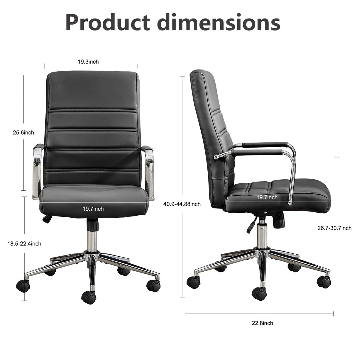 Office Desk Chair, Leather Conference Room Chairs with Wheels, Modern Executive Office Chairs Adjustable Height, Ergonomic Swivel Rolling