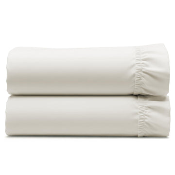 Pack of 2 100% Cotton Sateen Twin Bed Fitted Sheet, Ivory