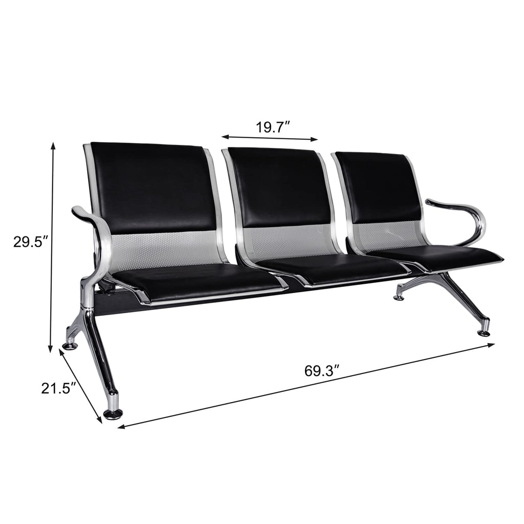 Kinfant Waiting Room Reception Chairs - Waiting Room Bench with Arms Airport Reception Bench Guest Reception Chairs Lobby Bench Waiting Area
