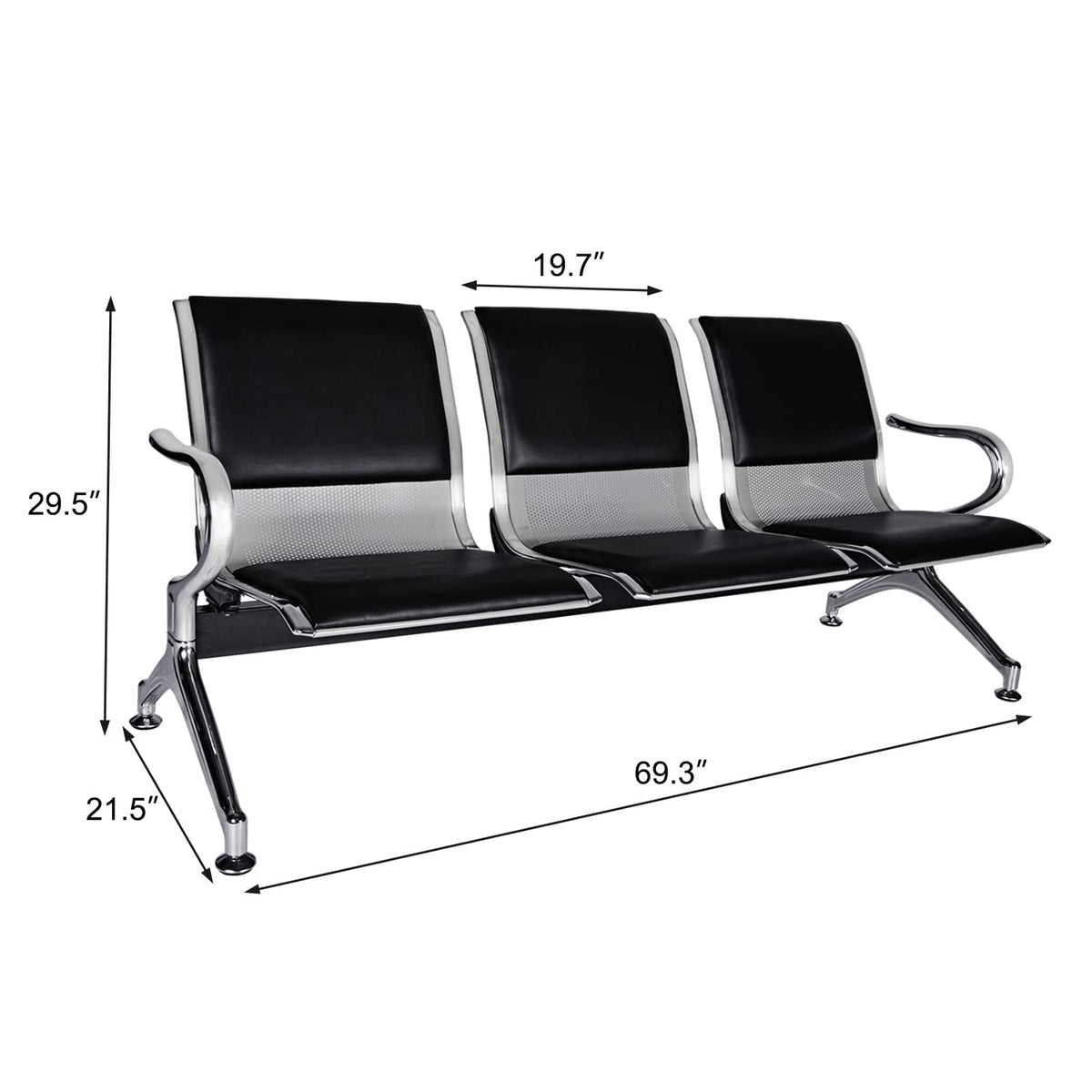 Kinfant Waiting Room Reception Chairs - Waiting Room Bench with Arms Airport Reception Bench Guest Reception Chairs Lobby Bench Waiting Area