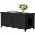 Homhedy 39.4" L Cat Litter Box Enclosure, Pet House with Barn Door, Wooden Cat Washroom Furniture,Fit Most of Litter Box, Black