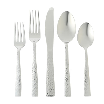 Gibson Home Royal Brighton 20-Piece Stainless Steel Flatware Utensils Set – Silverware Service for 4 with Hammered Handle and Polished Finish
