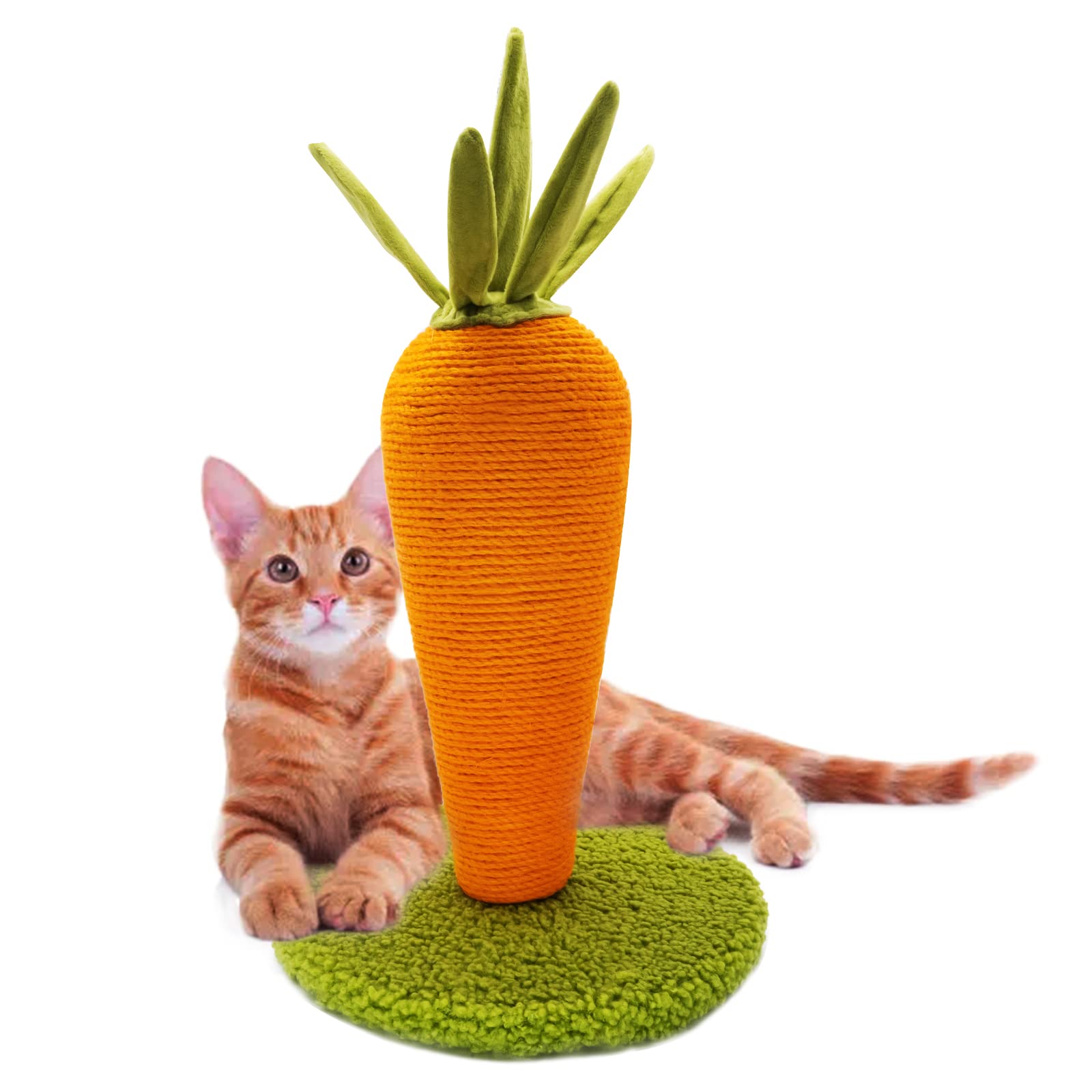 LIFLIX Carrot Cat Scratching Post, 17'' Cute and Fun Sisal Cat Scratcher for Indoor Cats and Kittens