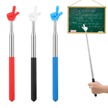 3 Pcs Pointer Finger Stick, Multipurpose Teacher Pointer Stick, Extendable Classroom Pointer and Finger Pointer Stick for School Presentations & Interactive Learning (Red Black Blue)