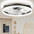 Ceiling Fans with Lights and Remote, 20 Inch Low Profile Ceiling Fan, Upgrade 7-Blade Flush Mount LED Fan Light, 3000K-6500K Dimmable Modern Fandelier Ceiling Fans for Bedroom, Black