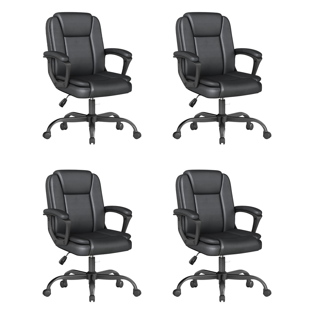 Keratee Executive Office Chair, Leather Desk Computer Chair with Padded Armrests, Mid-back Swivel Adjustable Ergonomic Design for Home Office,