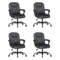 Keratee Executive Office Chair, Leather Desk Computer Chair with Padded Armrests, Mid-back Swivel Adjustable Ergonomic Design for Home Office,
