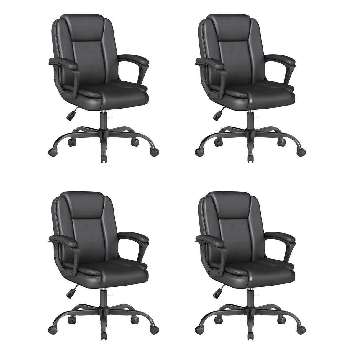 Keratee Executive Office Chair, Leather Desk Computer Chair with Padded Armrests, Mid-back Swivel Adjustable Ergonomic Design for Home Office,