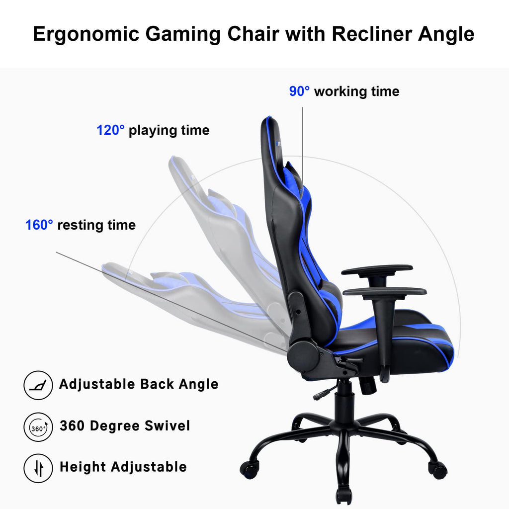 Gtpoffice Executive Office Chair with Comfortable Lumbar Support, Ergonomic Gaming Chair with Flip-up Armrests & Zoned Pressure-relief Cushion,
