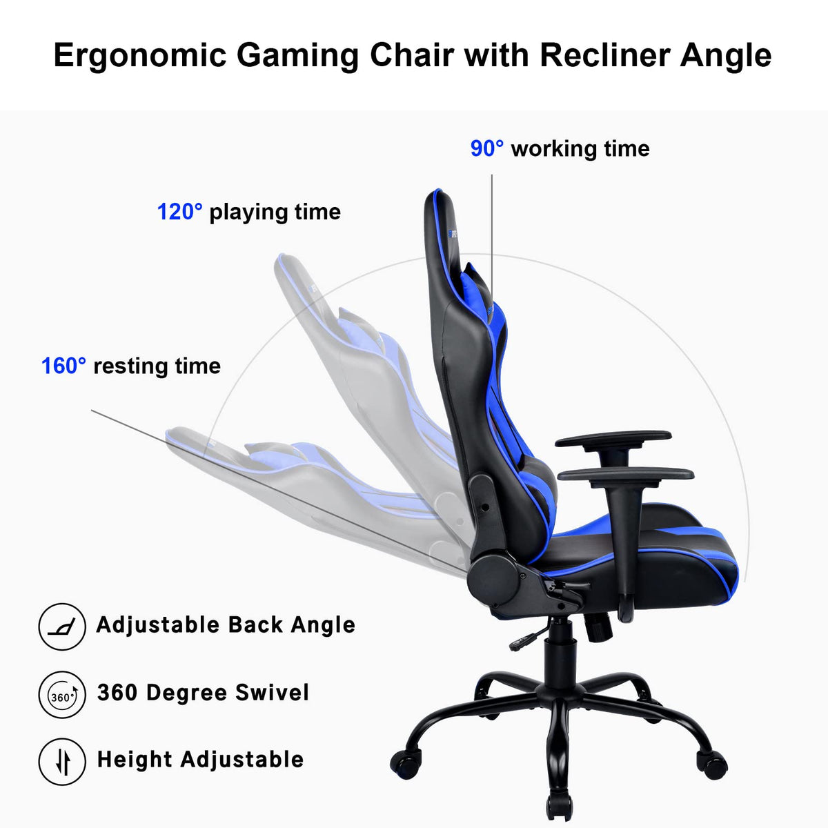 Gtpoffice Executive Office Chair with Comfortable Lumbar Support, Ergonomic Gaming Chair with Flip-up Armrests & Zoned Pressure-relief Cushion,