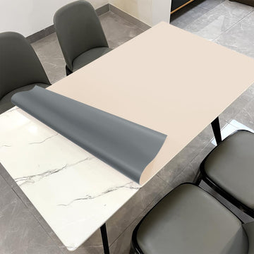 Zinkooat Table Top Protector for Dining Room Table - Can Be Used On Both Sides Waterproof and Easy to Clean Good Flatness Used for Dining Table(Beige+Light Gray 44x84)