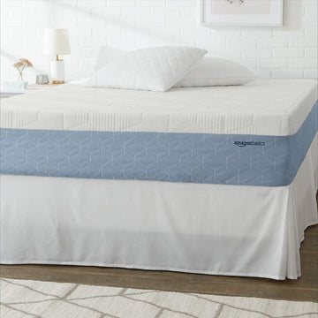 Amazon Basics Cooling Gel Memory Foam Mattress, Medium-Firm, Body Contouring, CertiPUR-US Certified Foam, King Size, 80 x 76 x 12 inches, White/Gray