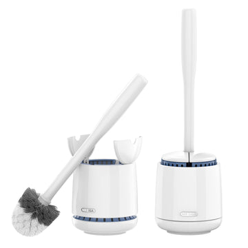 MR.SIGA Toilet Bowl Brush and Holder, Sturdy Long Handle, White, 2 Pack