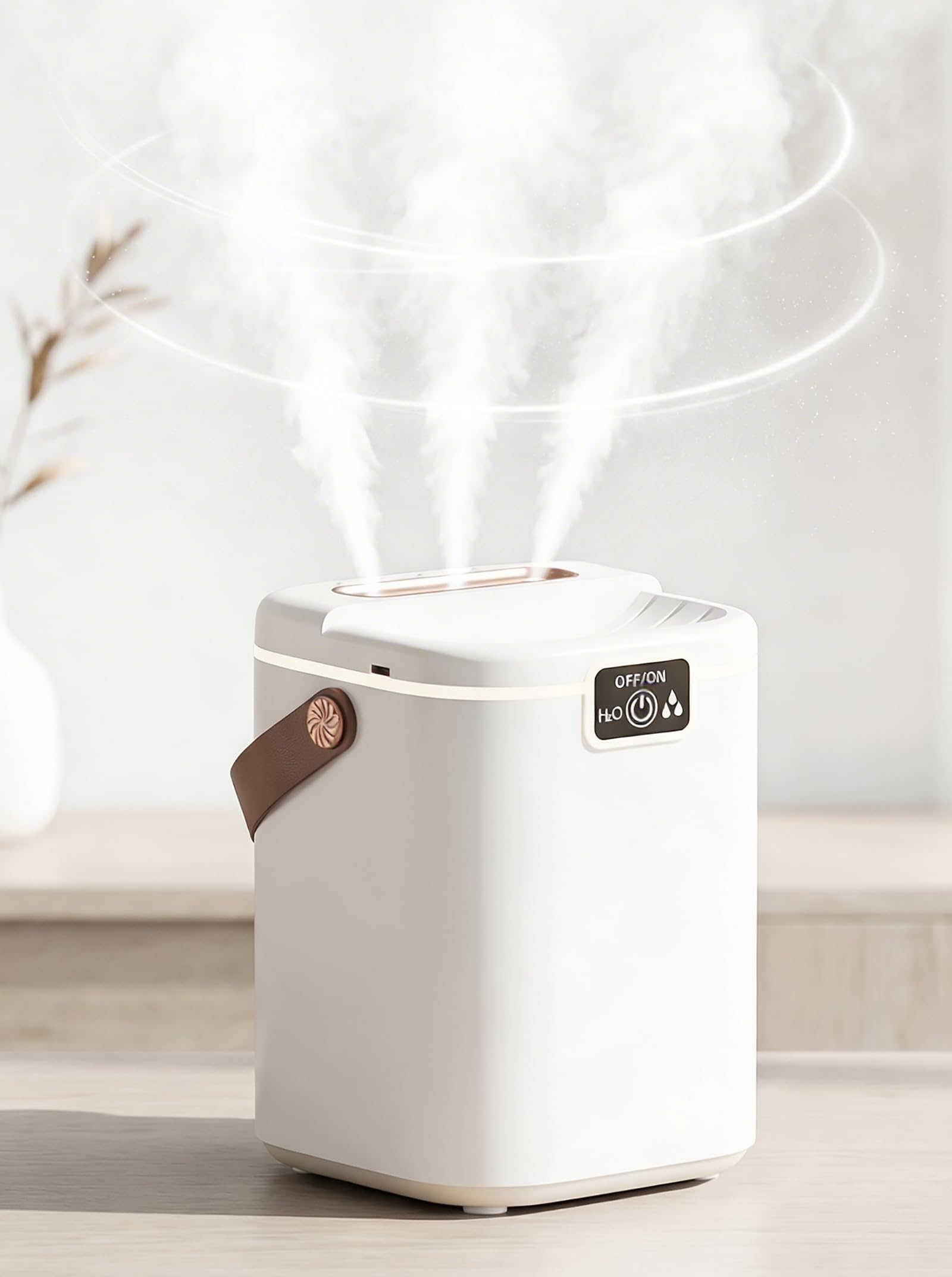2L Cool Mist Humidifiers for Bedroom, 3 Nozzles Quiet Small Humidifier with 4 Mist Modes, Top Fill Desktop Personal Humidifier with Night Light & Auto-Shutoff, Portable USB Powered for Office, Plants