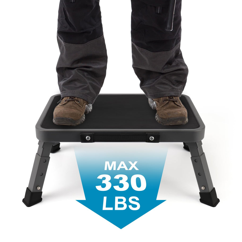 Valeo Folding Step Stool, Adjustable Step Stool with Non-slip Platform, 330 Lbs Capacity, Step Ladder for Adults in Kitchen, Bathroom, Rv,