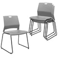 Klasika Stackable Guest Reception Chairs, Stacking Office Chair with Ergonomic Lumbar Support & Metal Legs, Plastic Desk Chairs for Conference