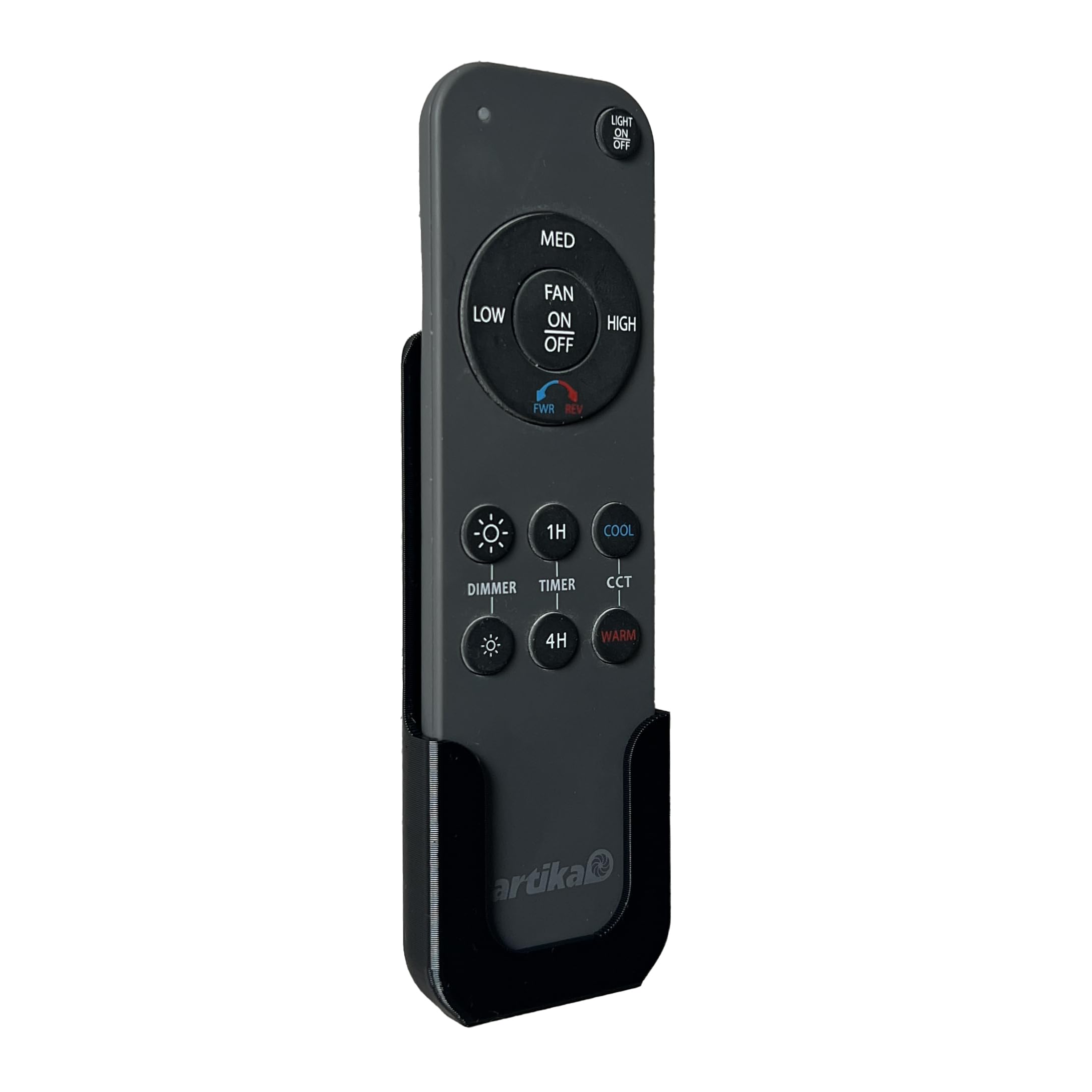 Wall Holder Mount for ARTIKA Ceiling Fan Remote (3D Printed in the USA) (Black)